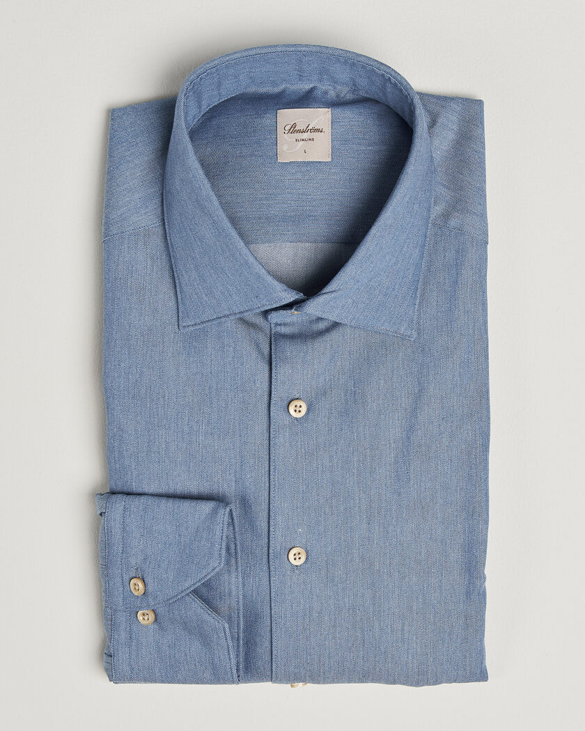 Stenströms Slimline Cotton Twill Denim Shirt Blue – Sininen