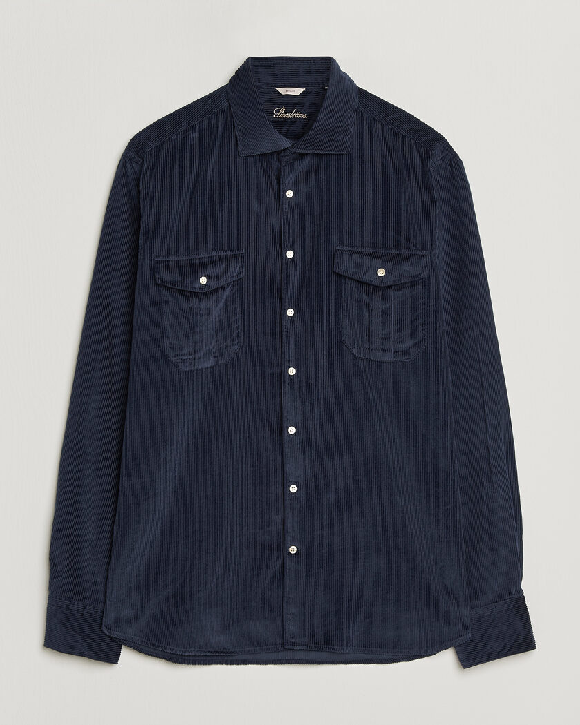 Stenströms Regular Fit Cord Pocket Shirt Navy – Sininen