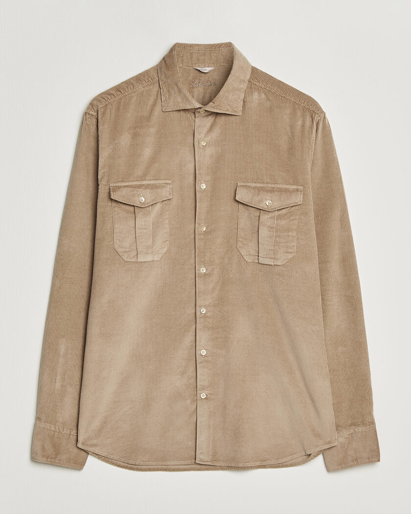 Stenströms Regular Fit Cord Pocket Shirt Light Brown – Ruskea