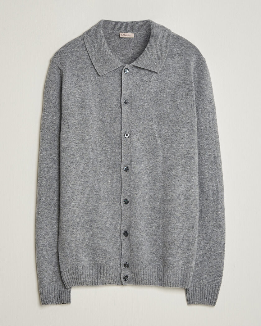 Stenströms Brushed Merino Polo Cardigan Grey – Harmaa