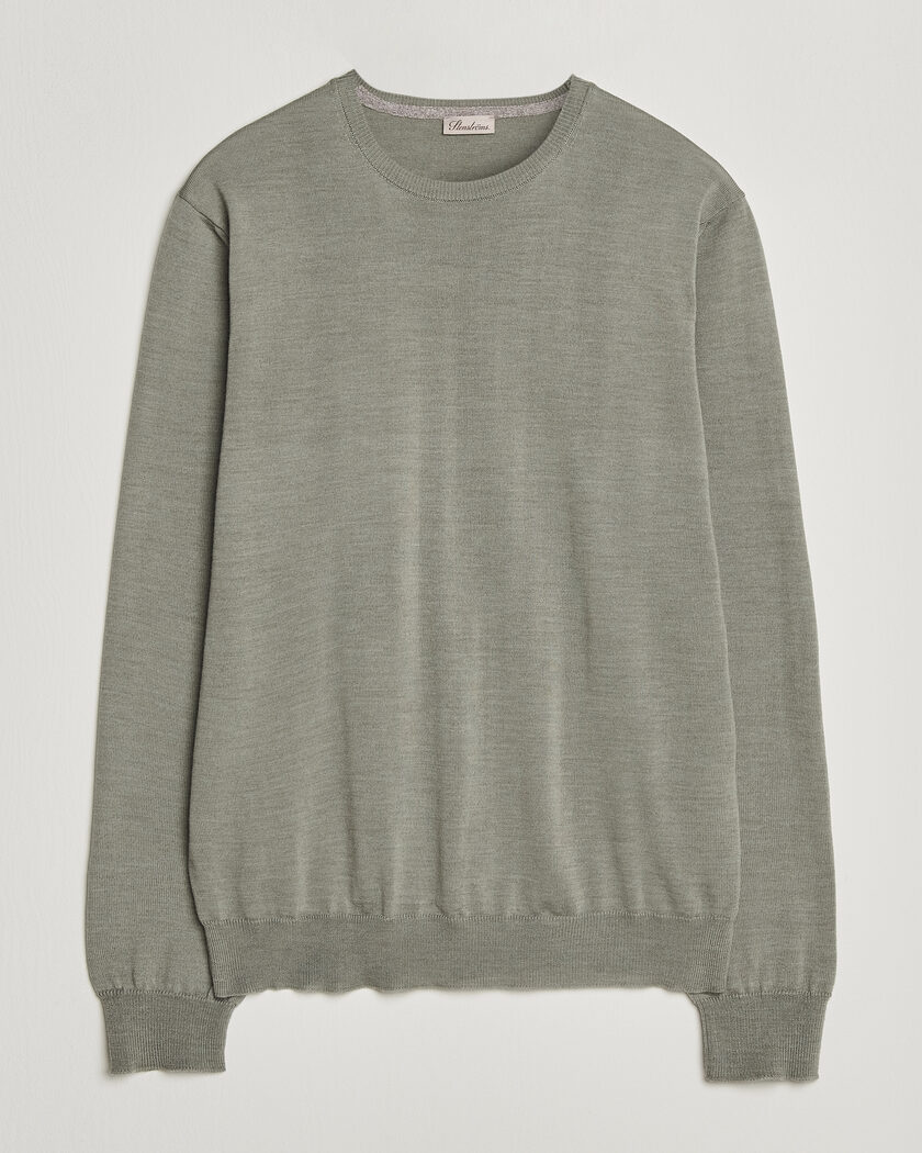 Stenströms Merino Patch Crew Neck Green/Grey – Vihreä