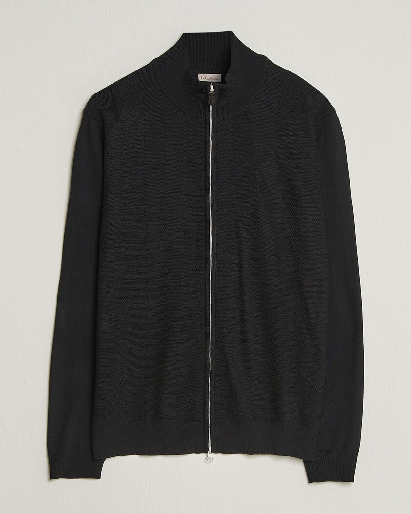 Stenströms Merino Herringbone Full Zip Black – Musta