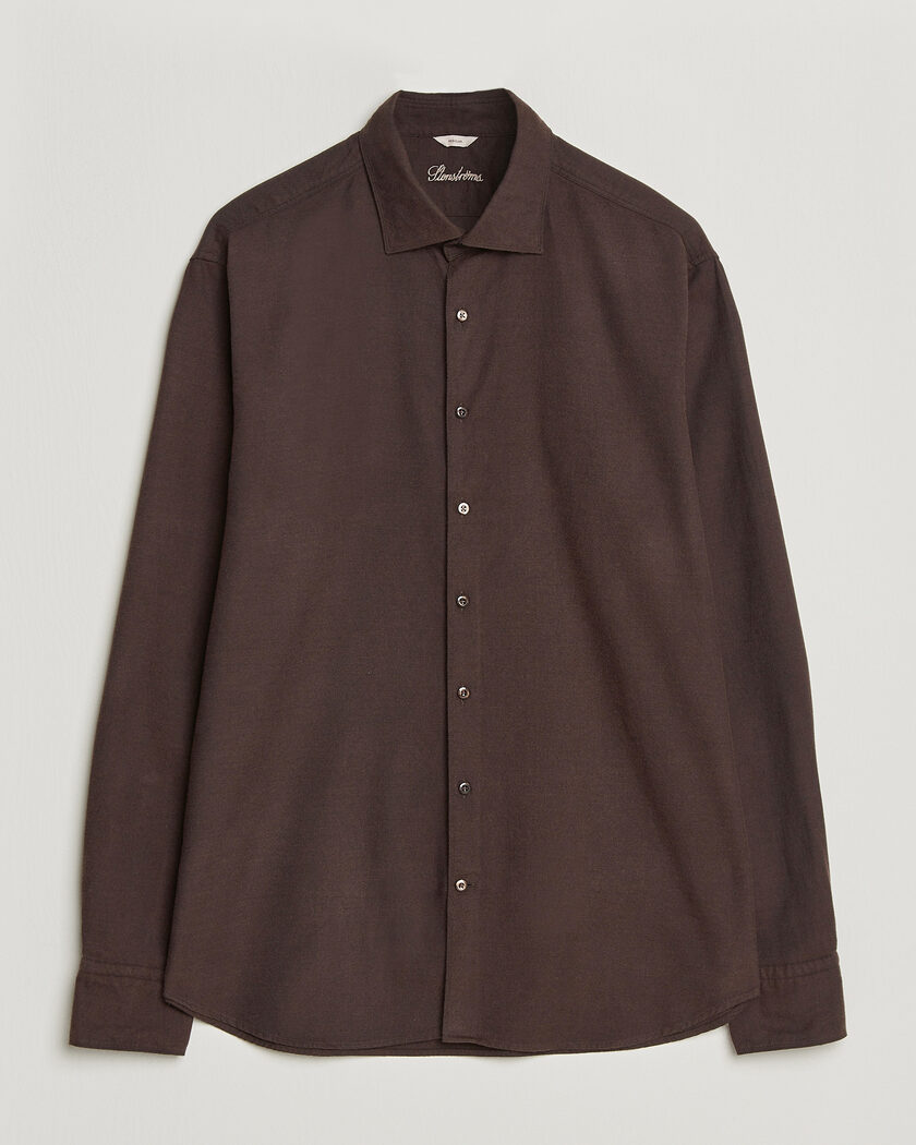 Stenströms Regular Fit Cut Away Flannel Shirt Brown – Ruskea