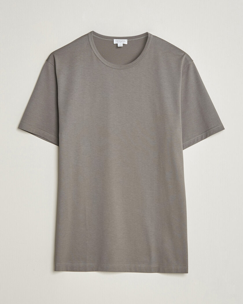 Sunspel Crew Neck Q82 Cotton T-Shirt Smoke Grey – Harmaa