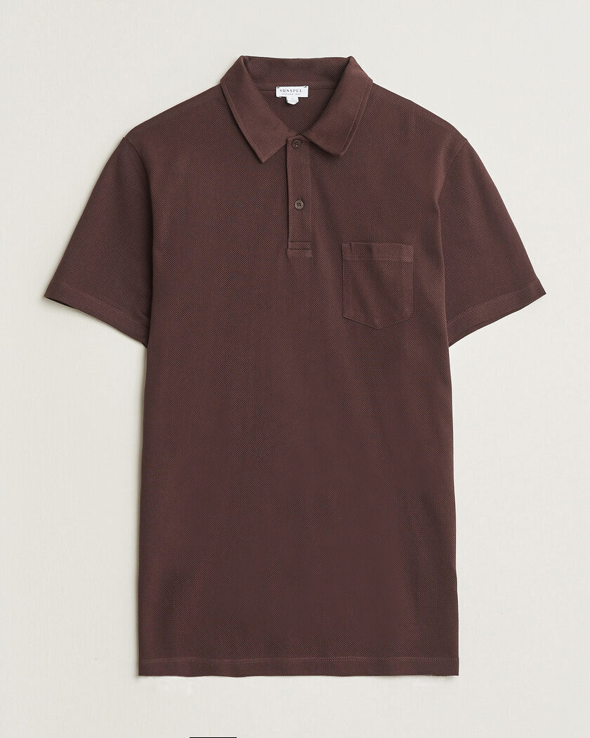 Sunspel Riviera Polo Shirt Dark Brown – Ruskea