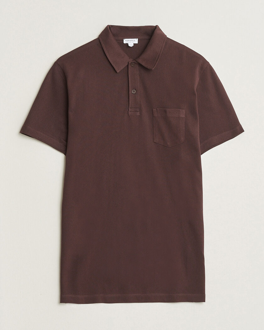 Sunspel Riviera Polo Shirt Dark Brown – Ruskea