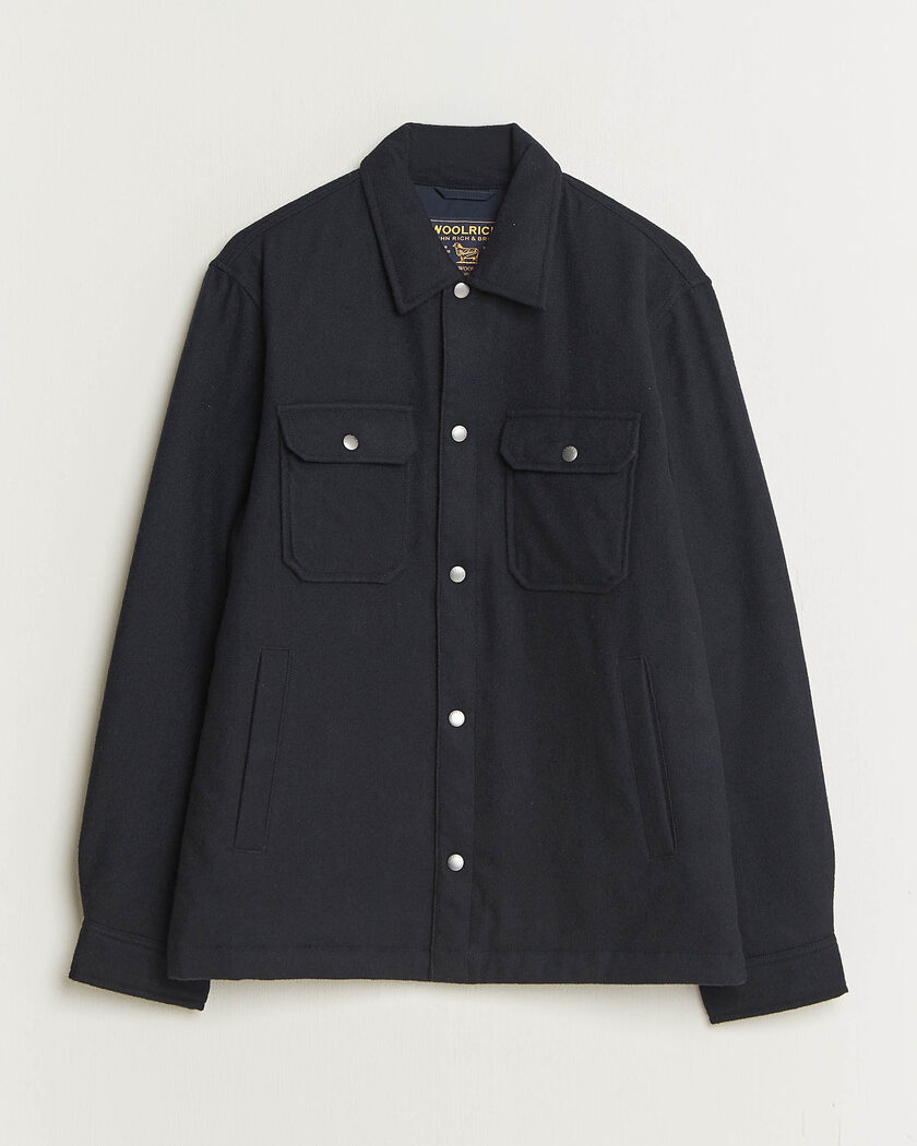 Woolrich Alaskan Wool Light Padded Shirt Jacket Melton Blue – Sininen