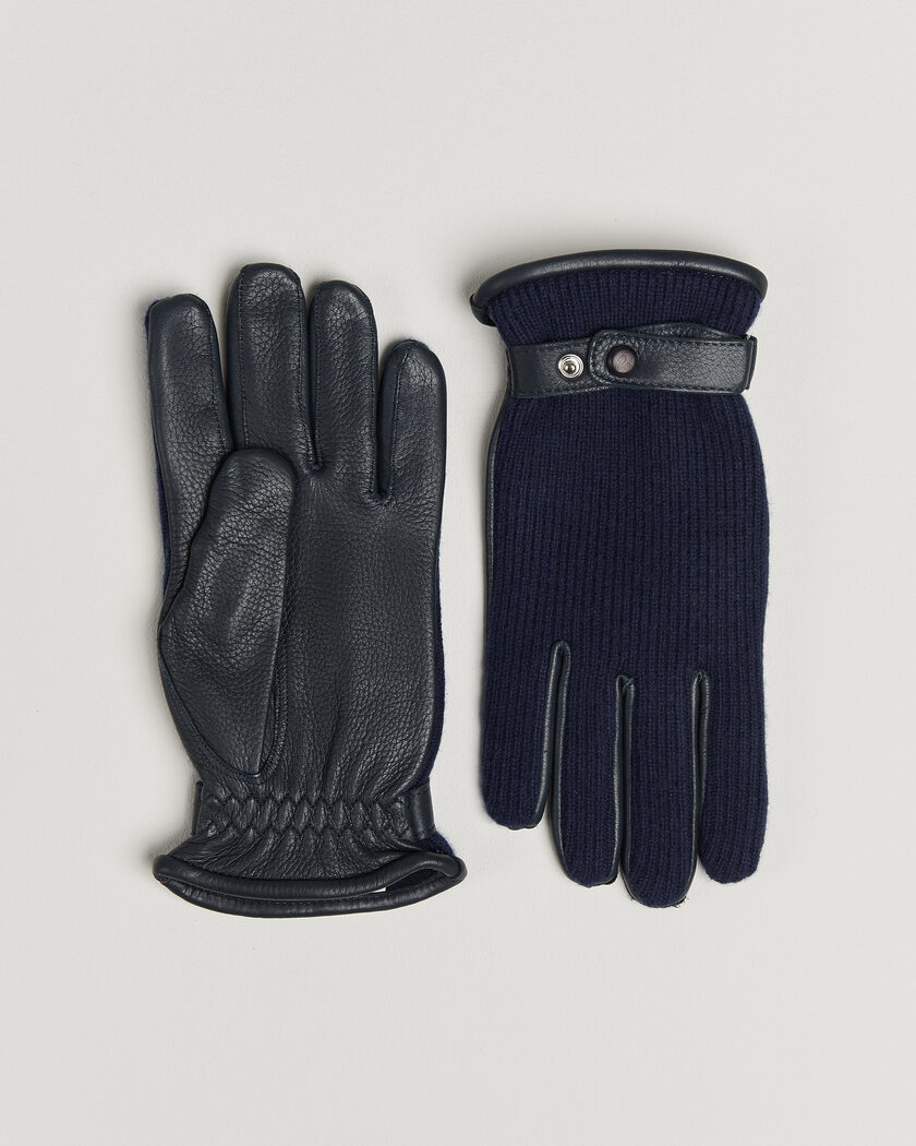Hestra Christopher Cashmere/Elkskin Glove Navy – Sininen
