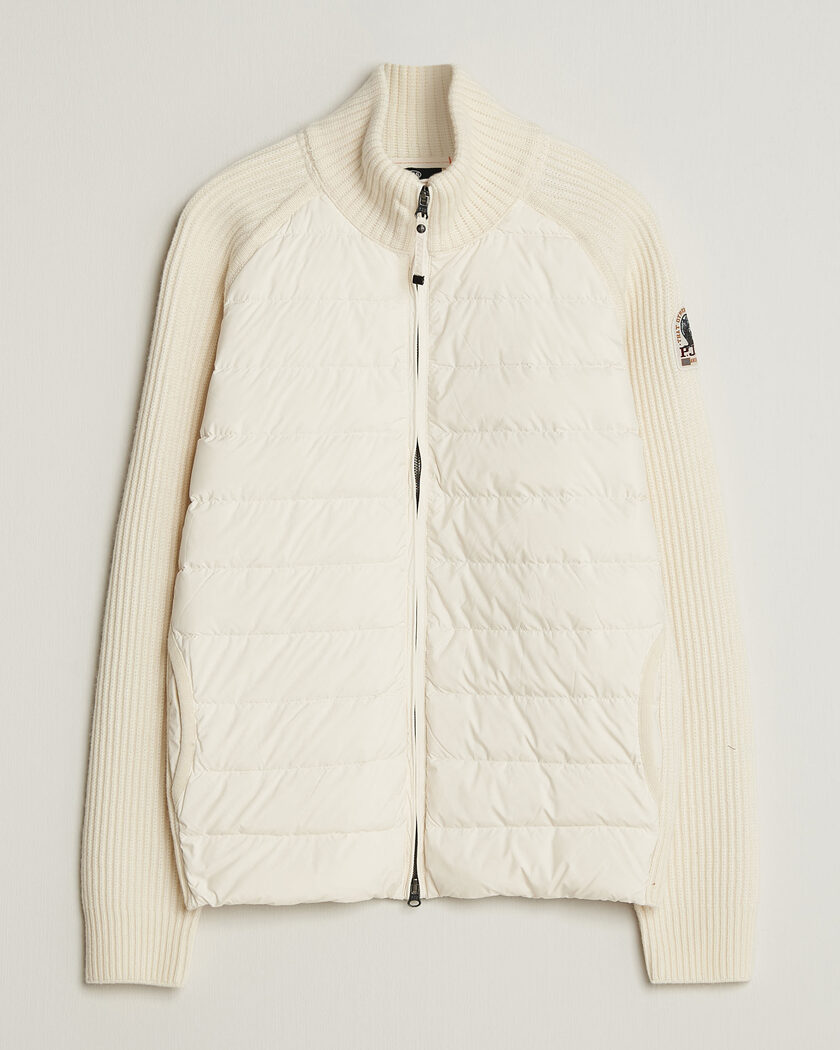 Parajumpers Olmo Rib Knitted Hybrid Jacket Warm Ivory – Valkoinen
