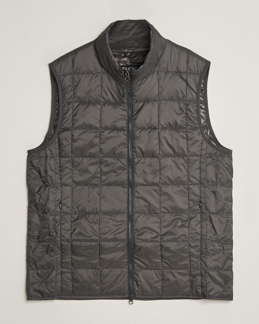 TAION High Neck Full Zip Lightweight Down Vest Dark Grey – Harmaa
