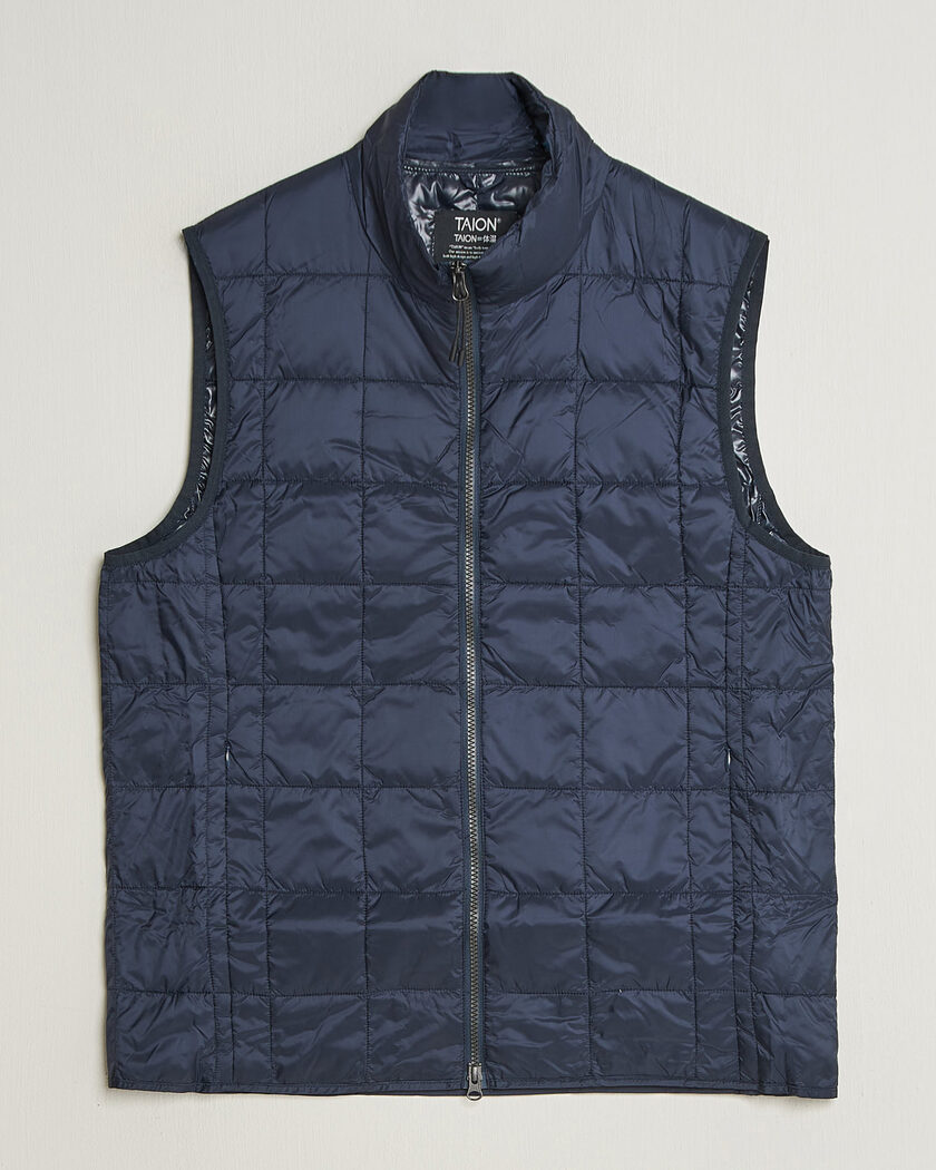 TAION High Neck Full Zip Lightweight Down Vest Dark Navy – Sininen