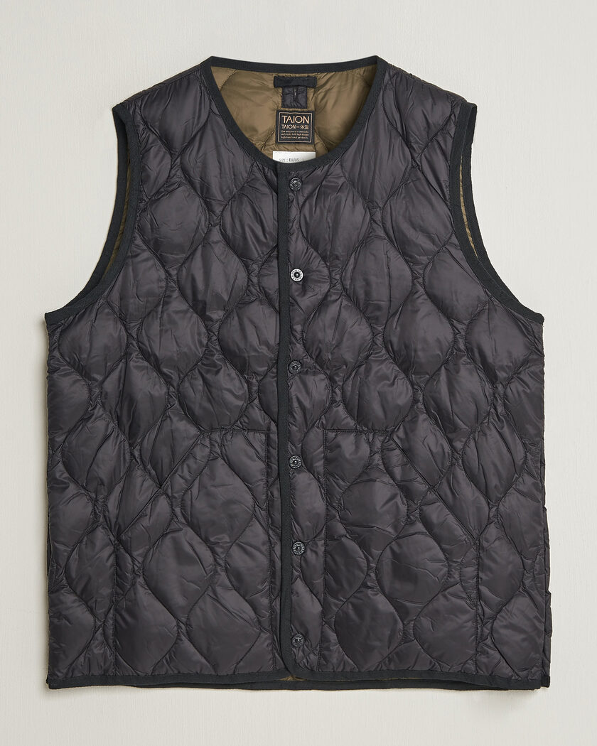 TAION Military Crew Neck Down Vest Black – Musta
