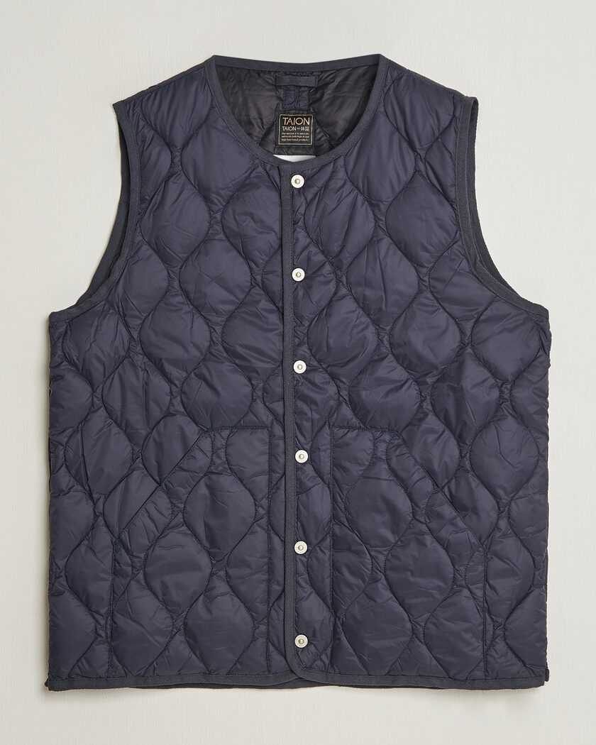 TAION Military Crew Neck Down Vest Dark Navy – Sininen