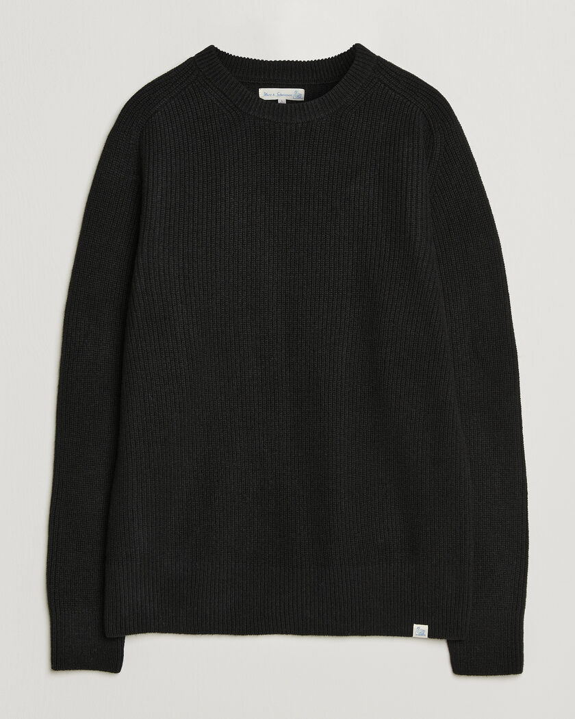 Merz b. Schwanen Merino/Cashmere Knitted Sweater Deep Black – Musta