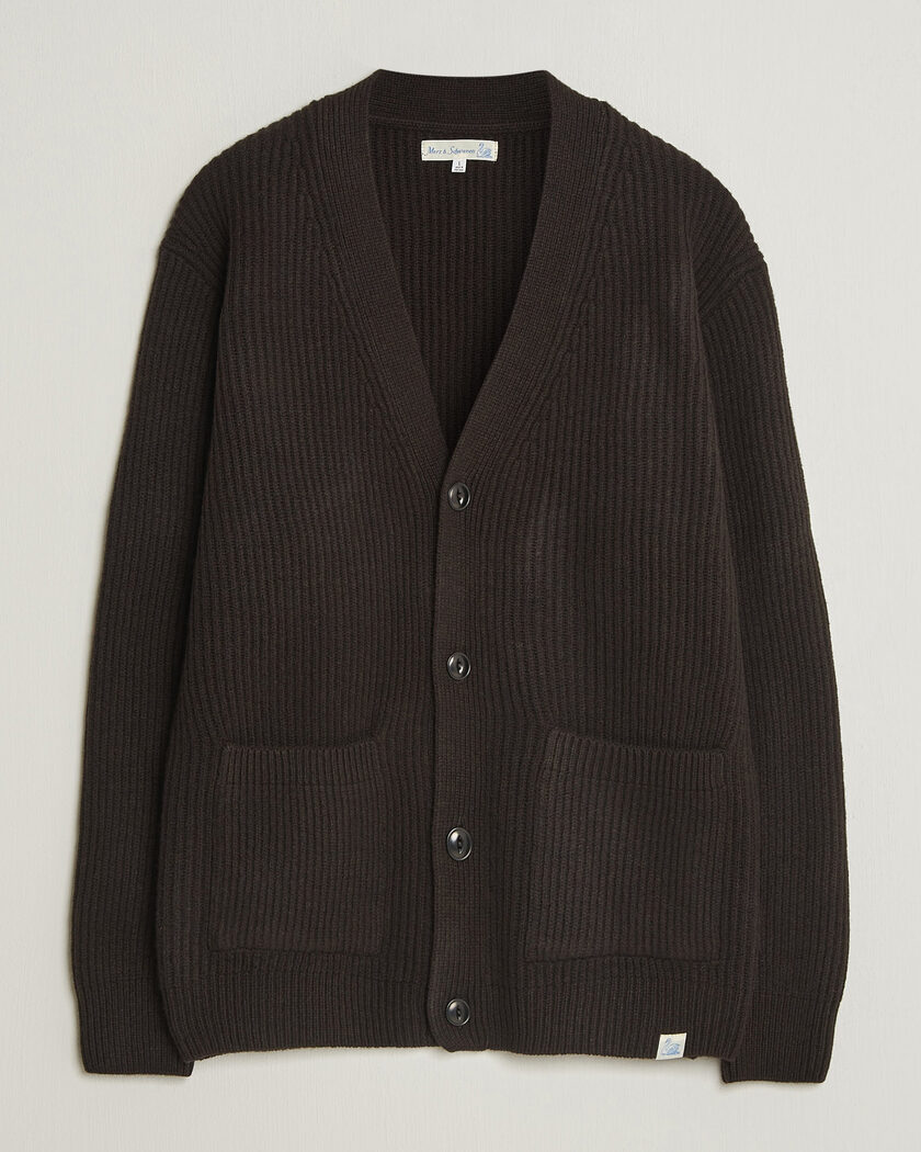 Merz b. Schwanen Merino/Cashmere Knitted Cardigan Espresso – Ruskea