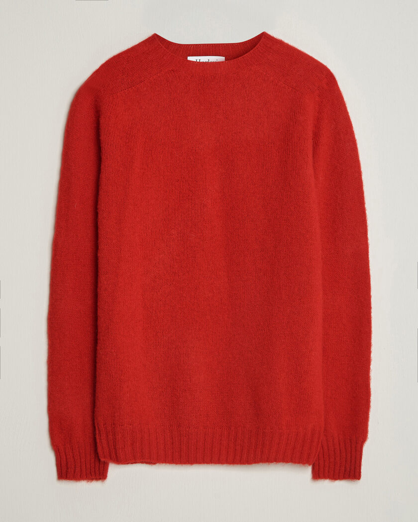 Harley Of Scotland Brushed Supersoft Lambswool Crewneck Cardinal – Punainen