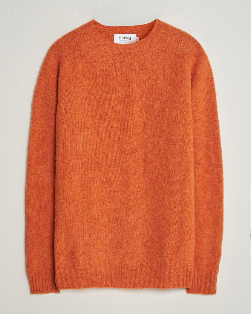 Harley Of Scotland Brushed Supersoft Lambswool Crewneck Satsuma – Oranssi