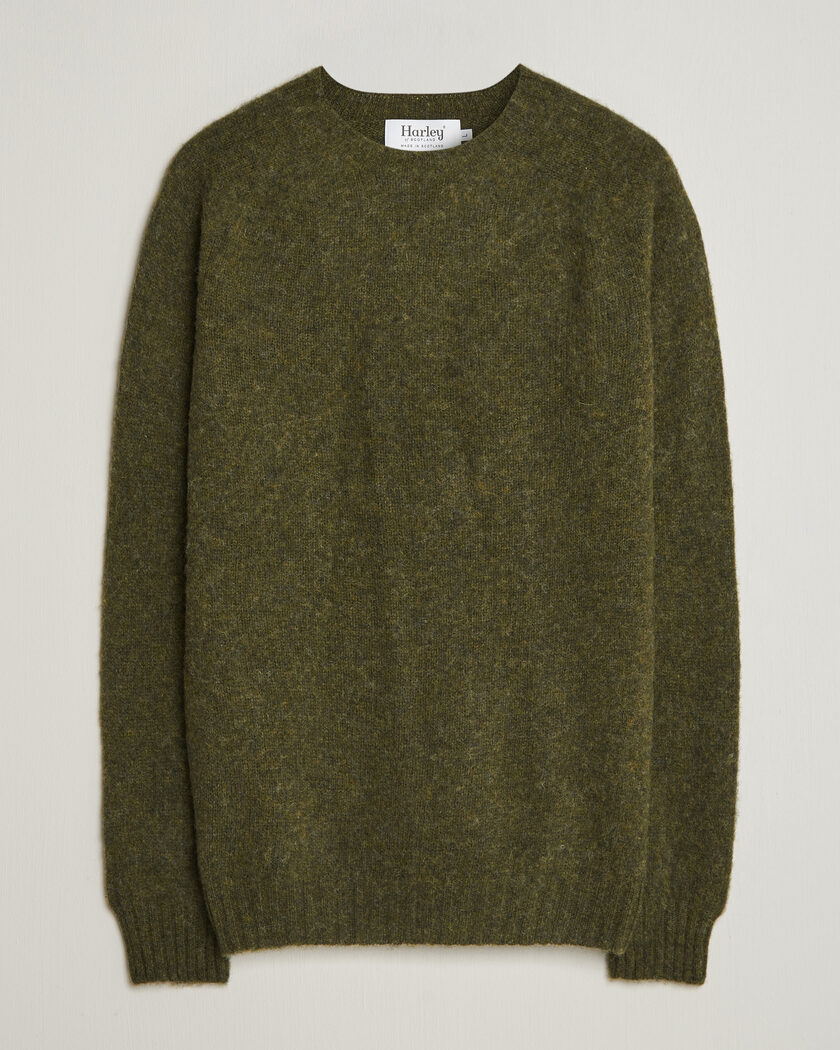 Harley Of Scotland Brushed Supersoft Lambswool Crewneck Scots Pine – Vihreä