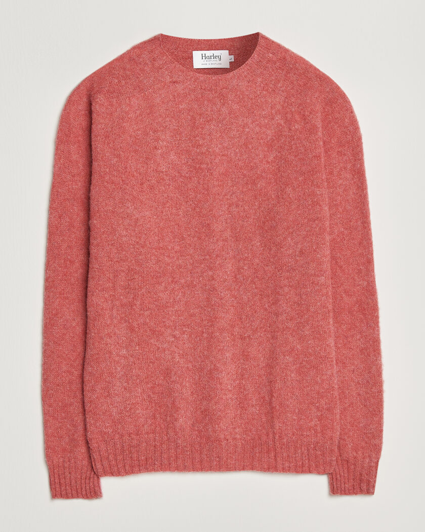 Harley Of Scotland Brushed Supersoft Lambswool Crewneck Tea Rose – Vaaleanpunainen