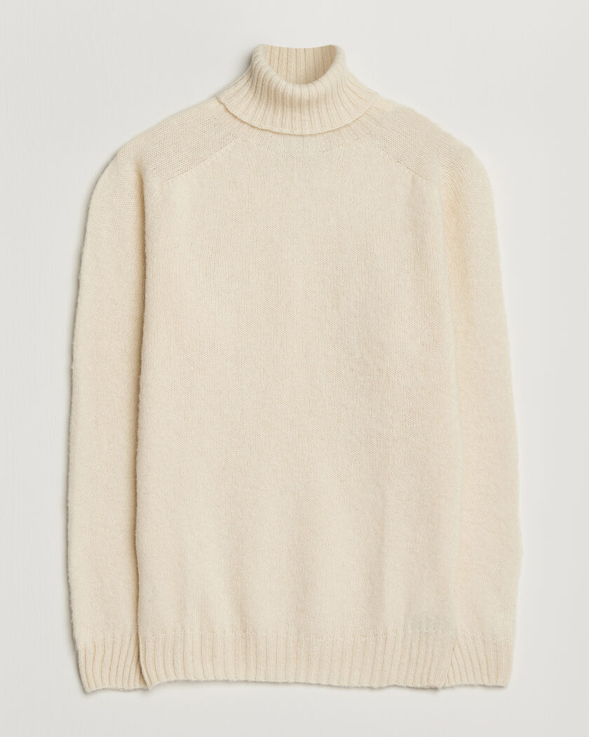 Harley Of Scotland Brushed Supersoft Lambswool Rollneck Vanilla – Valkoinen