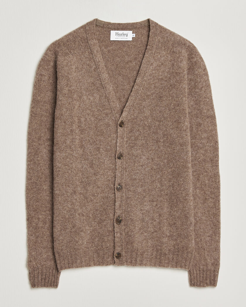 Harley Of Scotland Brushed Supersoft Lambswool Cardigan Tundra – Ruskea
