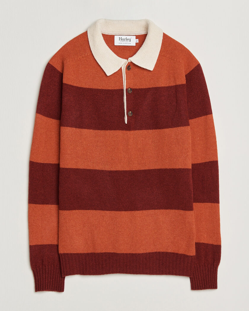 Harley Of Scotland Supersoft 2ply Lambswool Rugby Red/Orange – Punainen