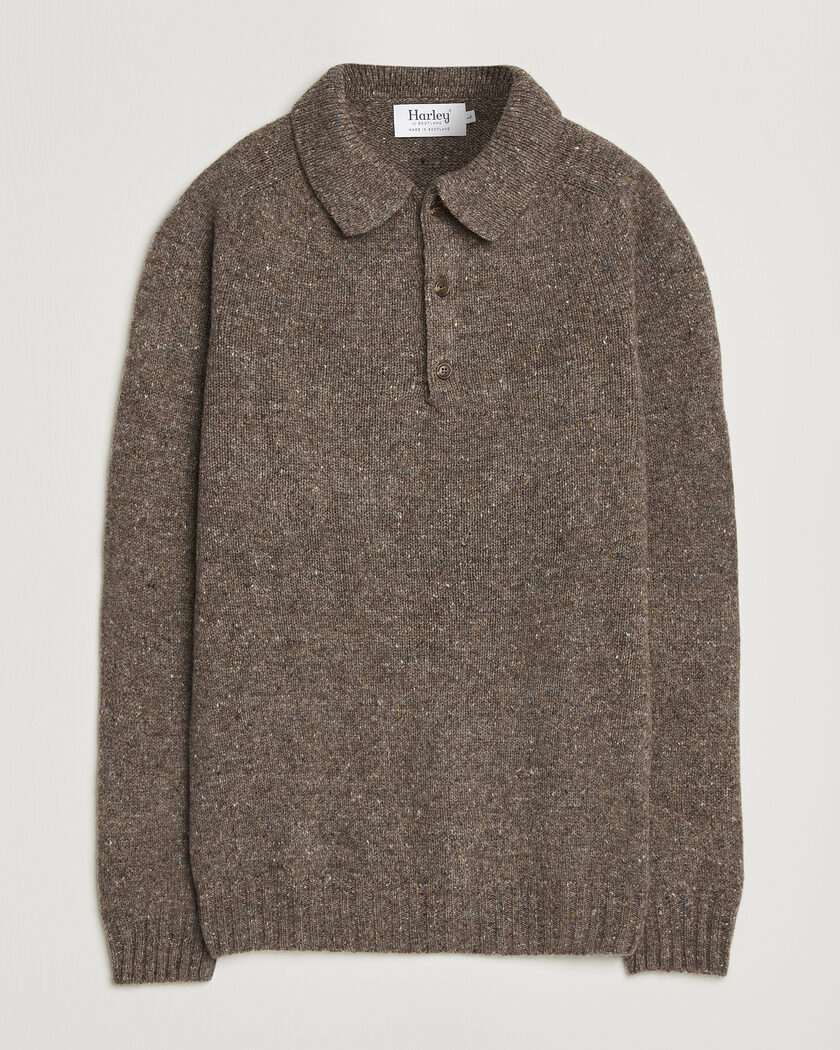 Harley Of Scotland Donegal Wool Polo Brown – Ruskea