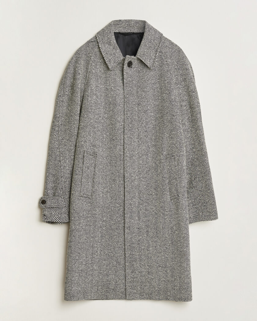 Lardini Wool Herringbone Raglan Coat Dark Grey – Harmaa