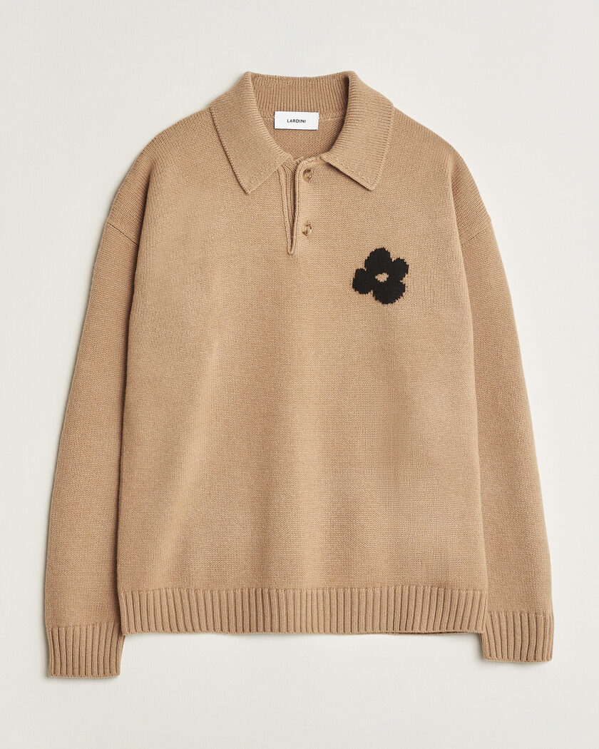 Lardini Knitted Wool/Cashmere Polo Brown – Ruskea