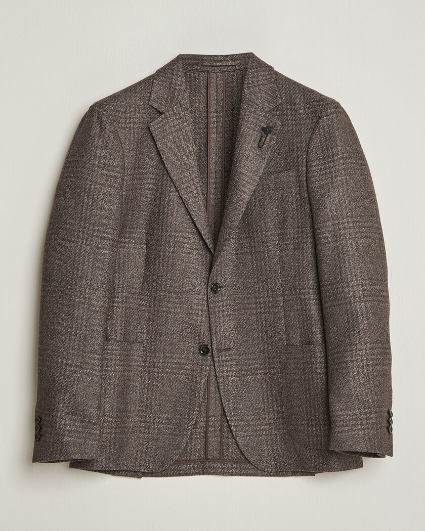 Lardini Wool Structure Checked Blazer Brown – Ruskea