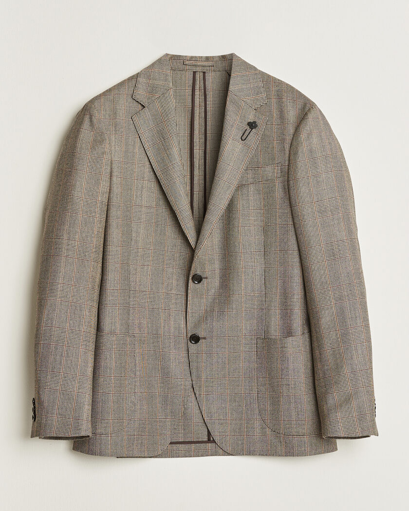 Lardini Wool Prince of Wales Check Blazer Brown – Ruskea