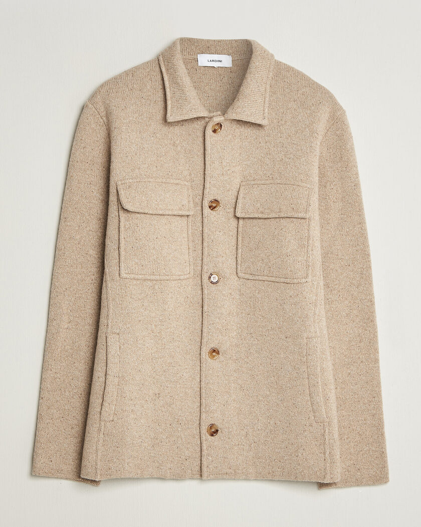 Lardini Knitted Shirt Jacket Beige – Beige