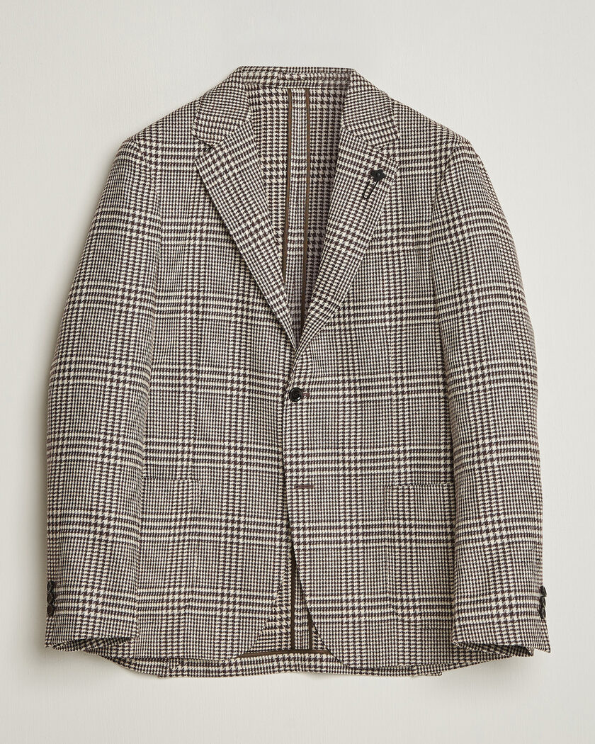 Lardini Wool/Cashmere Checked Blazer Brown – Ruskea