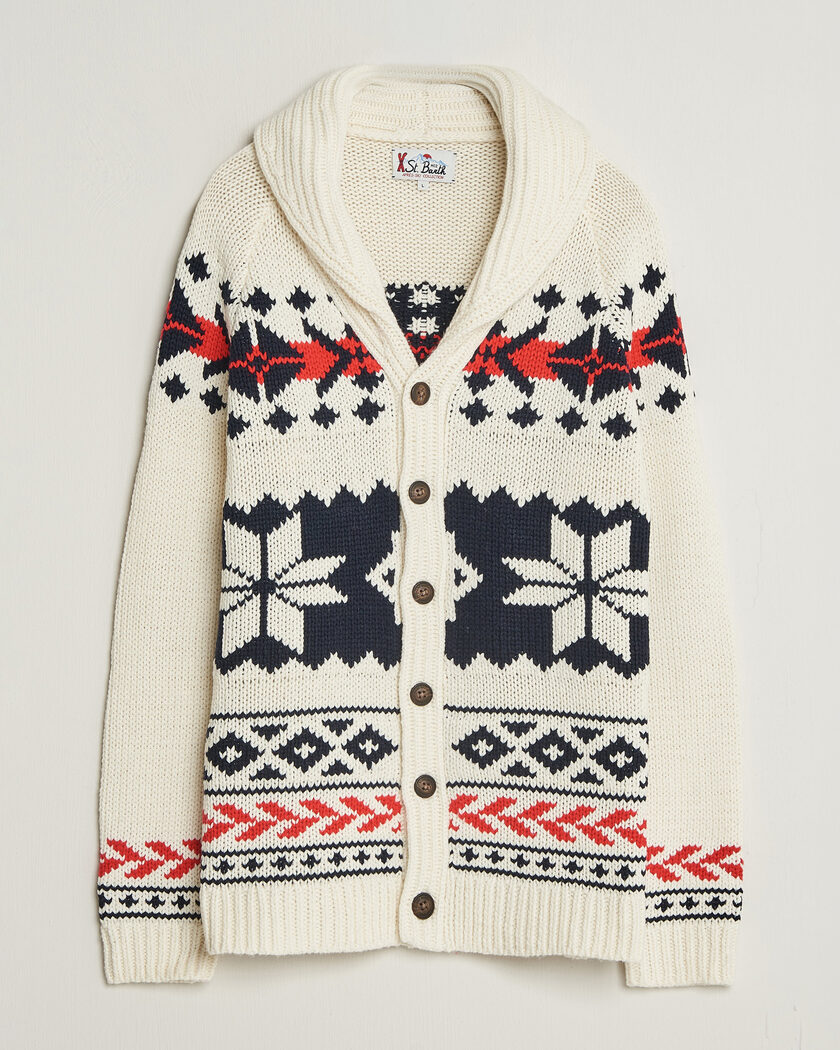 MC2 Saint Barth Archer Cardigan Nordic Aztec – Valkoinen
