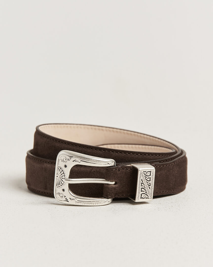 Drake's Suede Western Belt Dark Brown – Ruskea
