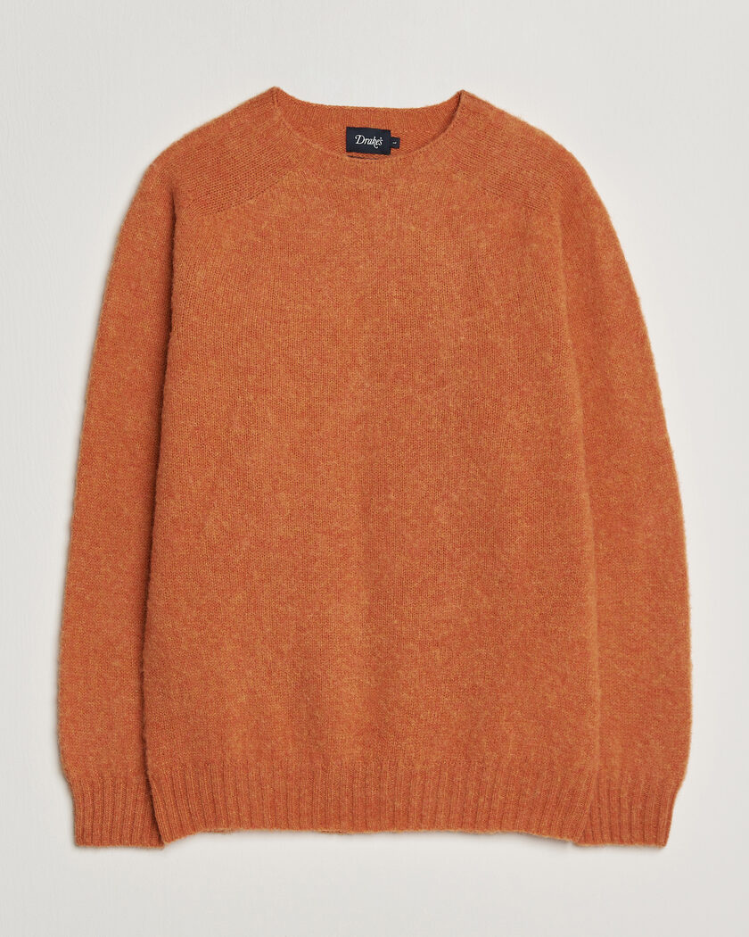 Drake's Brushed Shetland Crew Orange – Oranssi
