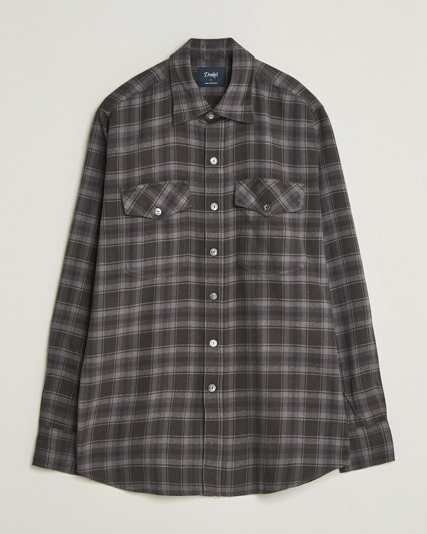 Drake's Cotton/Silk Two Pocket Shirt Grey – Harmaa