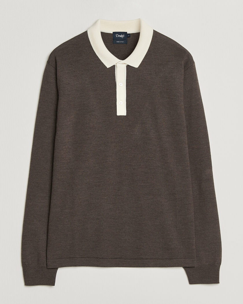 Drake's Solid Knitted Rugby Brown – Ruskea