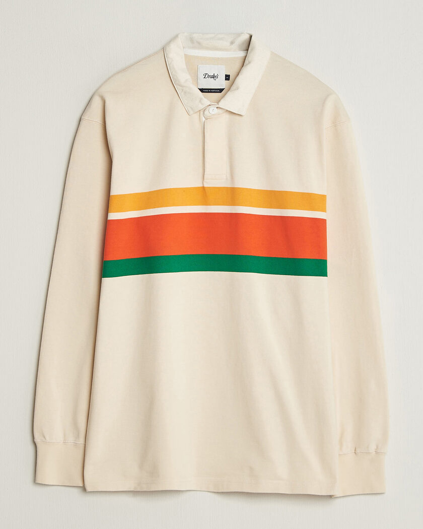 Drake's Middle Stripe Rugby Ecru – Beige