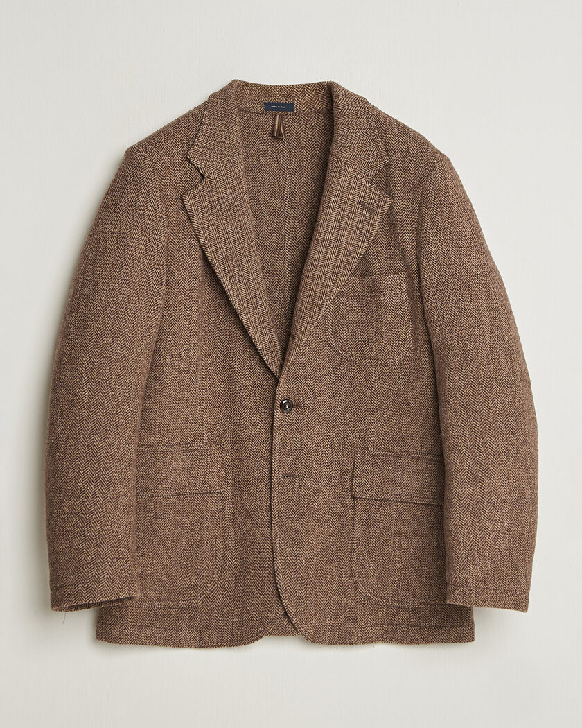 Drake's MKVII Tweed Herringbone Games Blazer Brown – Ruskea