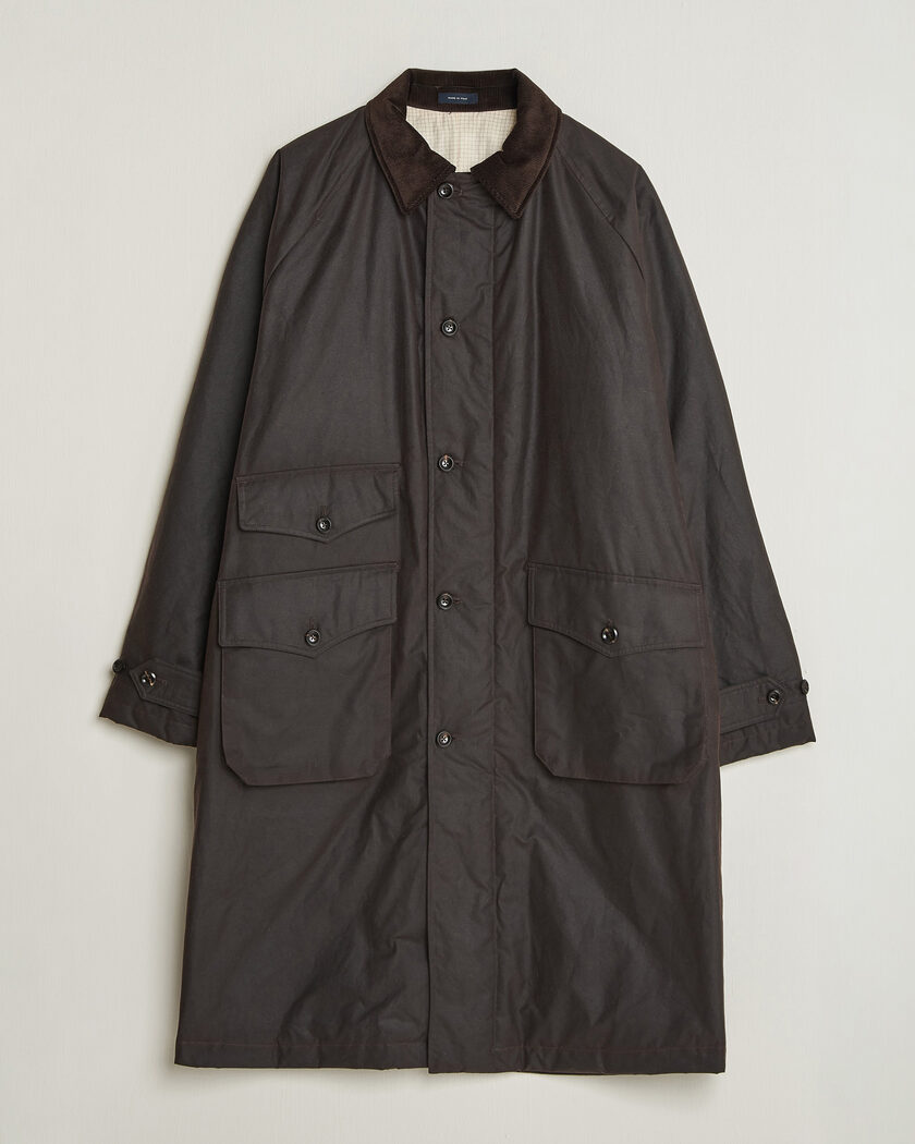 Drake's Military Waxed Mac Rustic – Ruskea