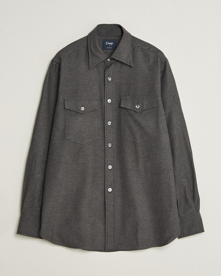 Drake's Two Pocket Casual Shirt Grey – Harmaa