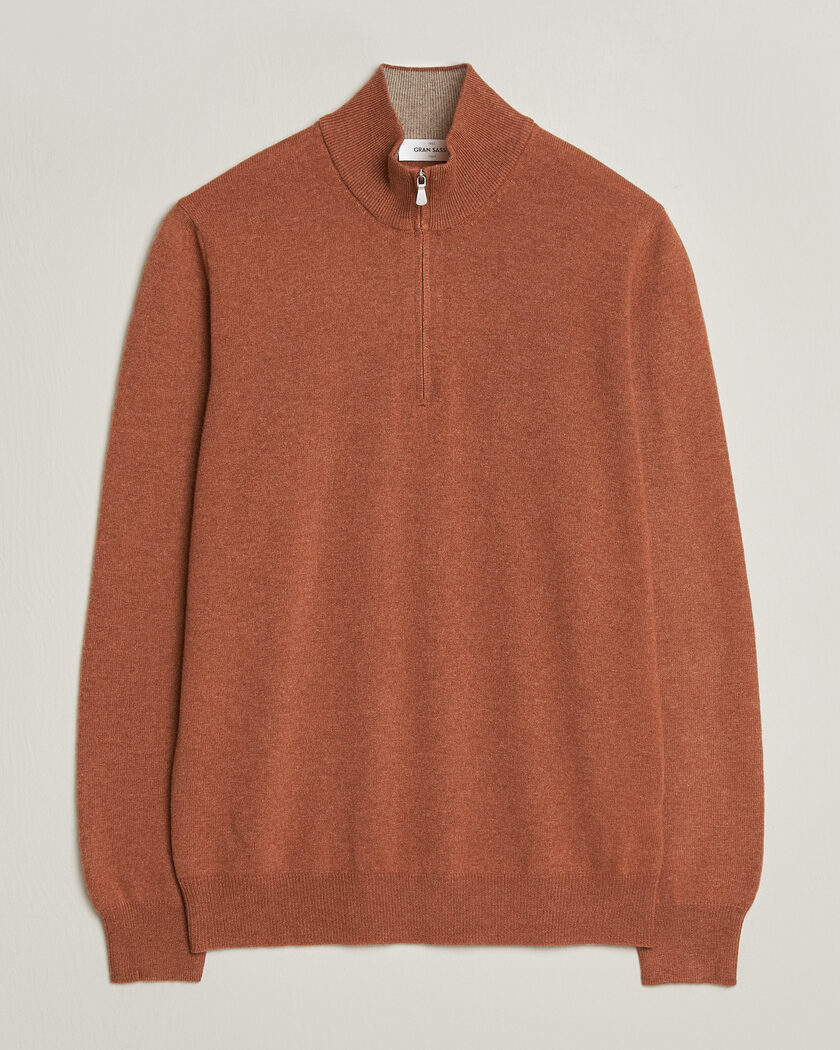 Gran Sasso Wool/Cashmere Half Zip Rust Orange – Oranssi