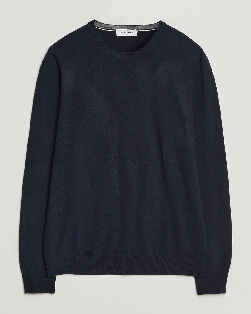 Gran Sasso Wool/Cashmere Crew Neck Navy – Sininen