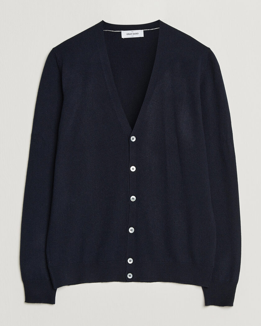 Gran Sasso Wool/Cashmere Cardigan Navy – Sininen