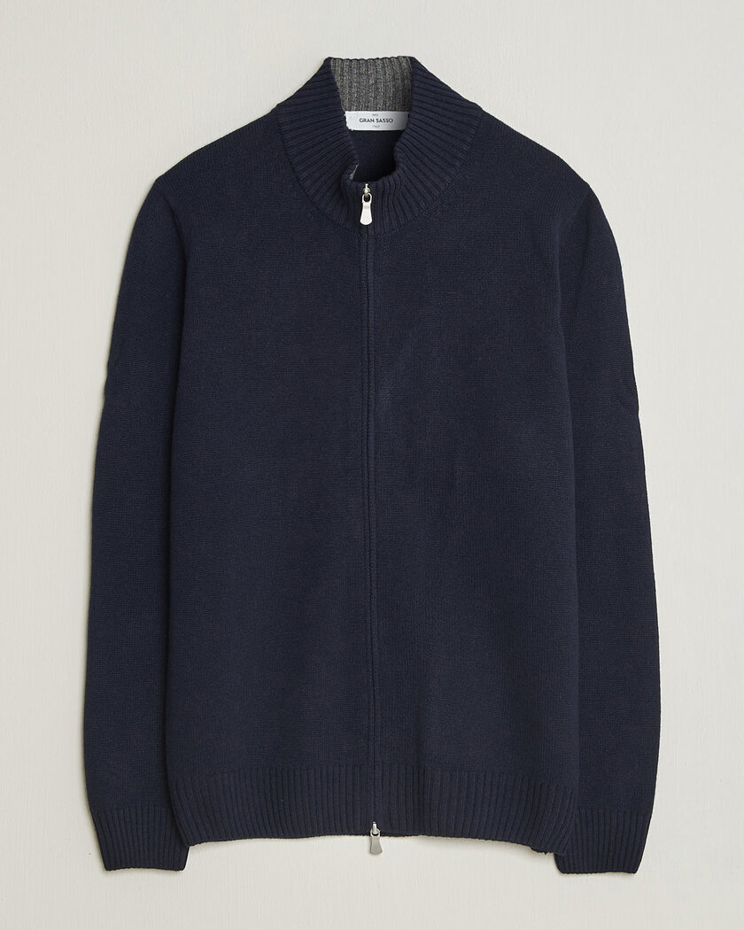 Gran Sasso Wool/Cashmere Full Zip Navy – Sininen