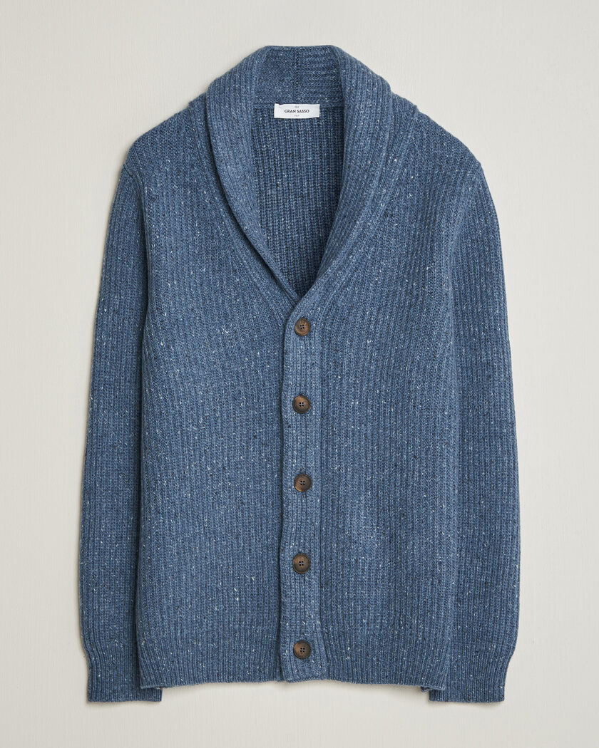 Gran Sasso Wool/Cashmere Donegal Cardigan Blue – Sininen