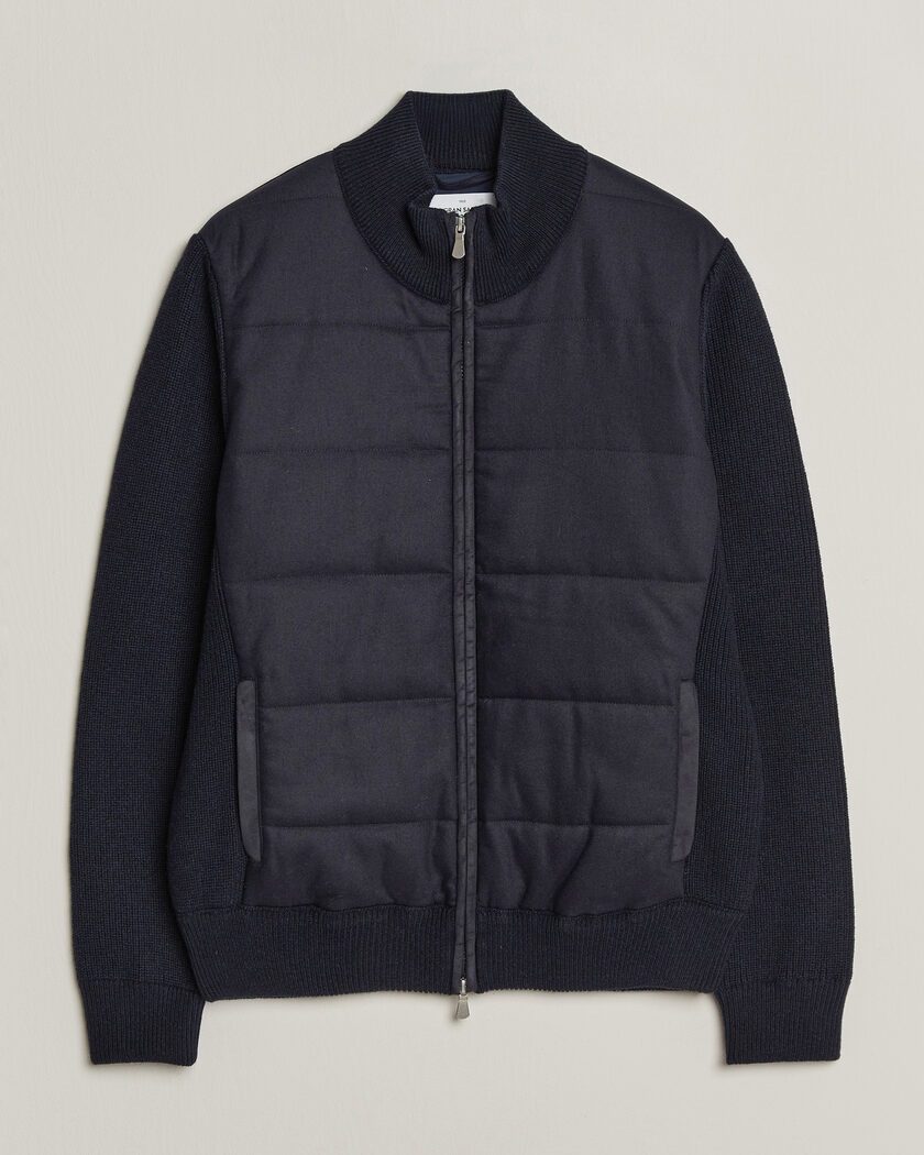 Gran Sasso Brushed Wool Hybrid Jacket Navy – Sininen