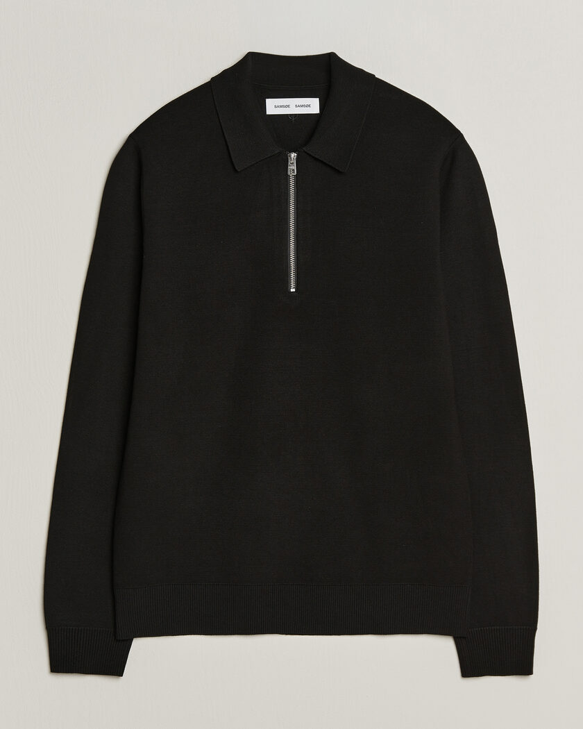 Samsøe Samsøe Matt Half Zip Polo Black – Musta