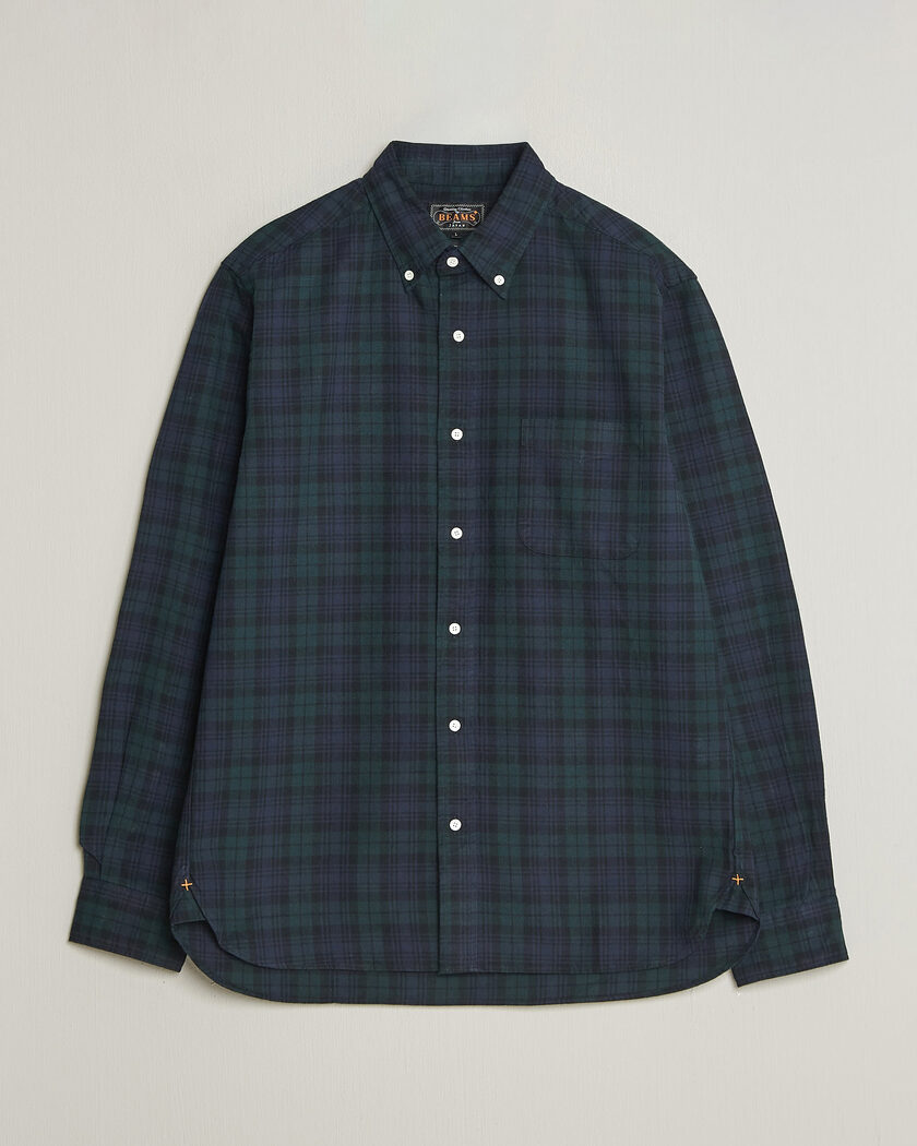 BEAMS PLUS Button Down Shirt Black Watch – Sininen